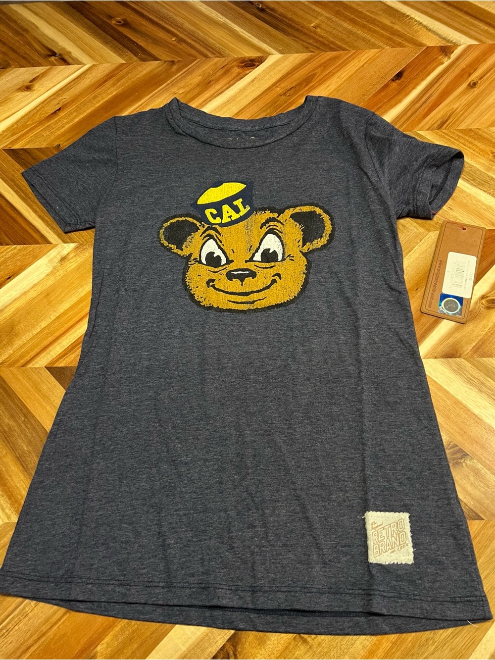 Original Retro Brand Dark Charcoal Tee with Yellow CAL Bear